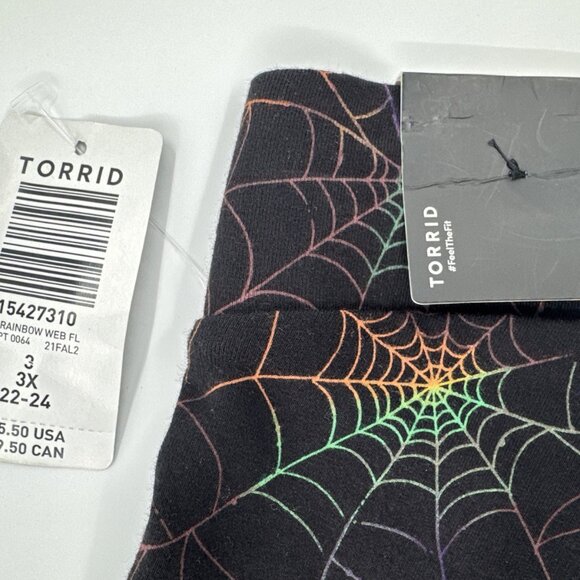 Torrid Leggings Rainbow Spiderweb Print Womens Plus Size 3 Stretch Colorful NEW - Picture 2 of 9